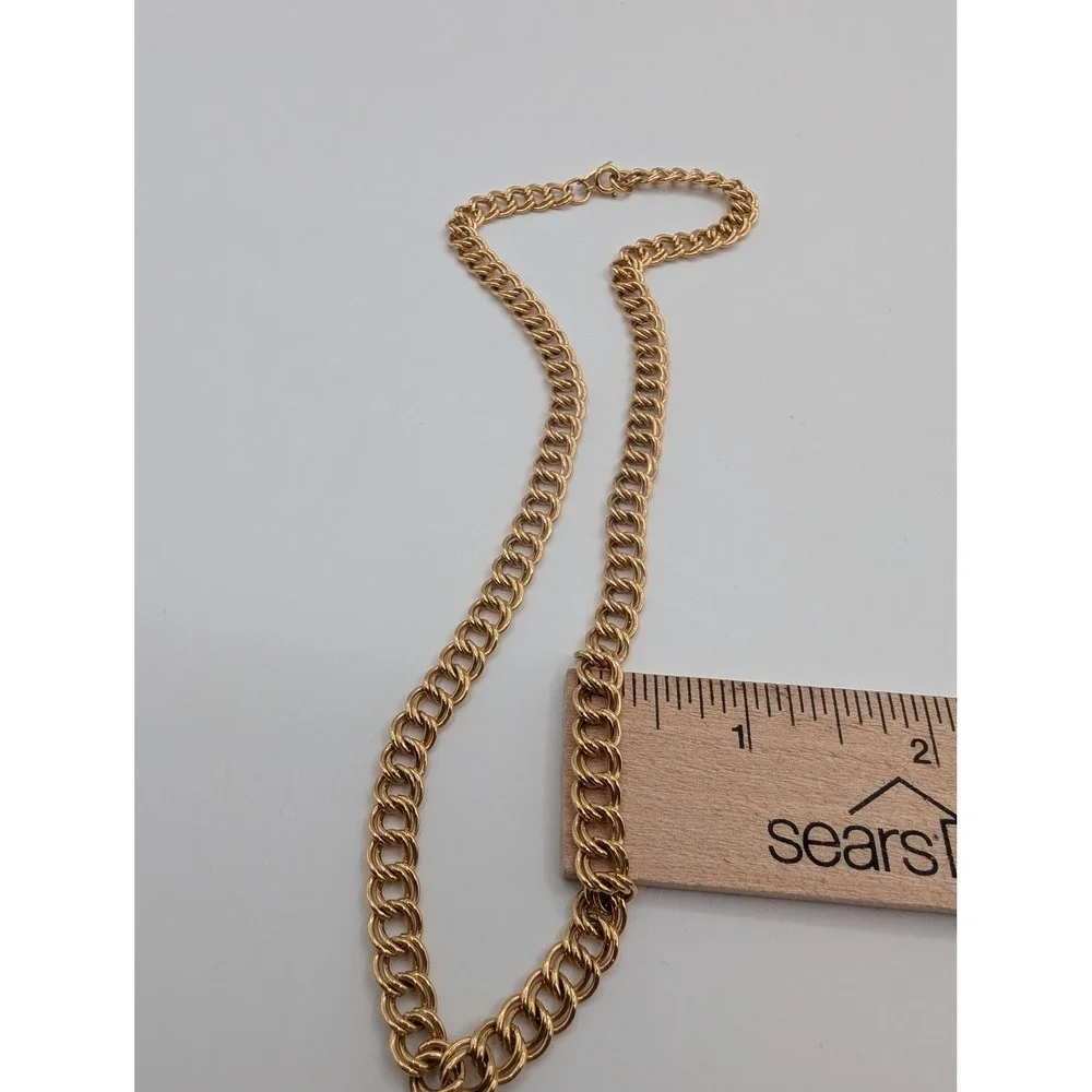 Sarah Coventry Vintage Gold Tone Double Link Curb Chain Necklace 17 Inch - Picture 4 of 4
